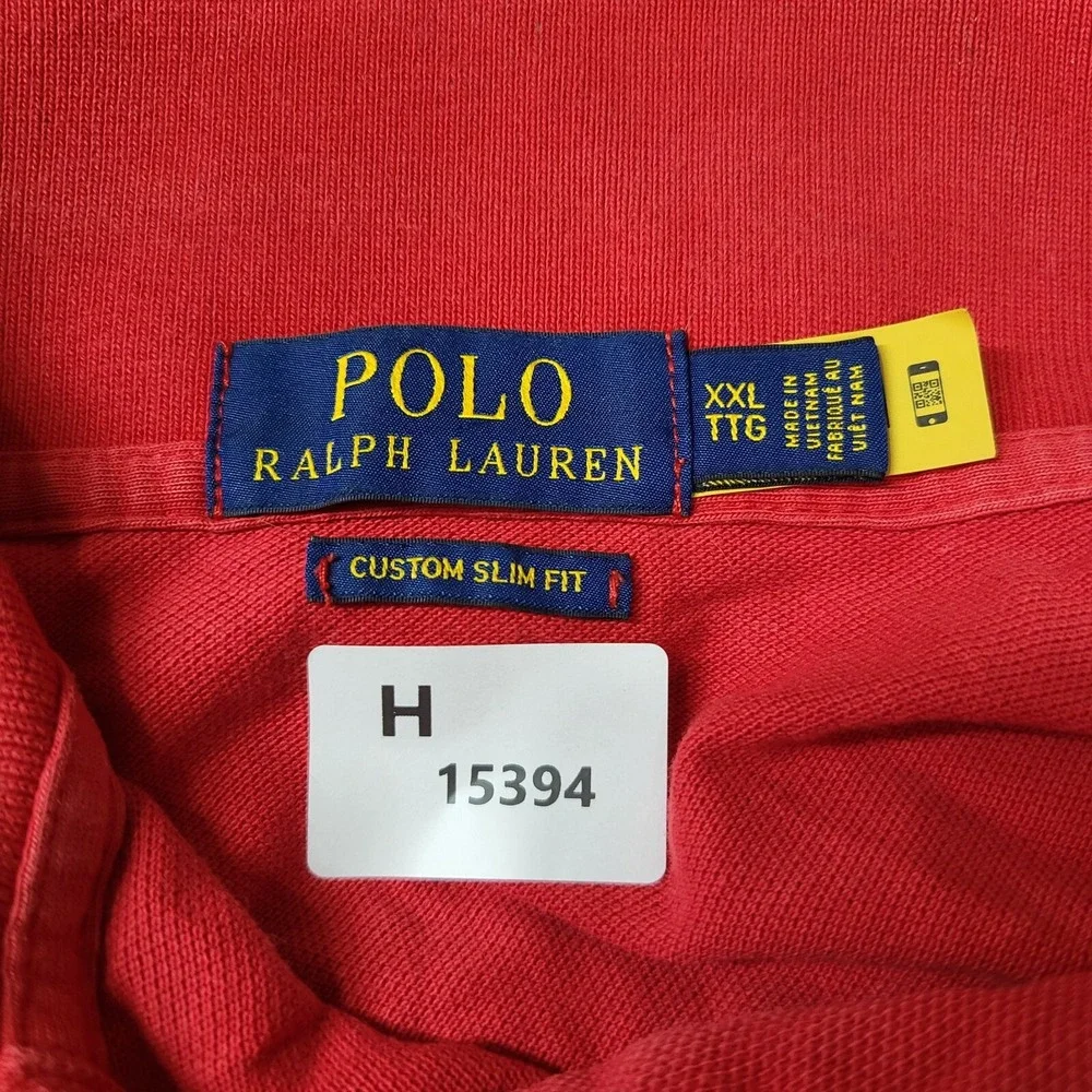 Polo Ralph Lauren Men Polo Shirt 2XL Red Big Pony Custom Fit Short Sleeve READ